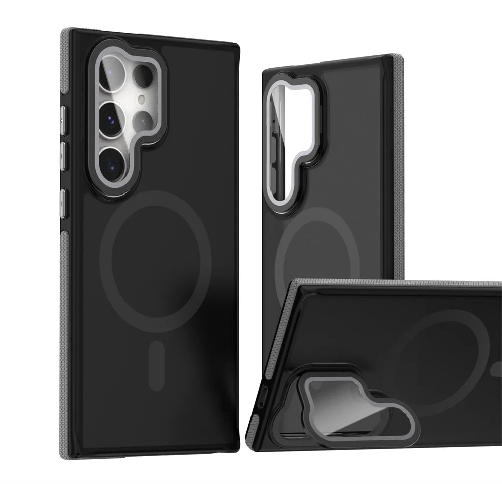 Samsung case with armored camera protection with support and Magsafe