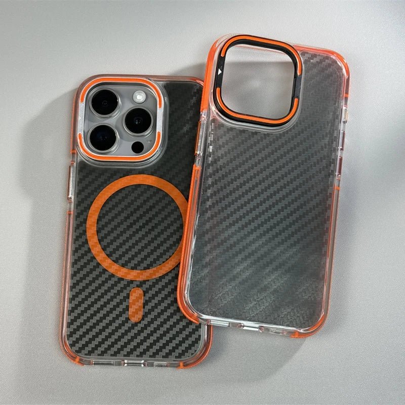 Transparent iPhone Case with Carbon Fiber and MagSafe Charging