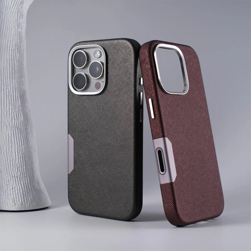 Leather iPhone Case with Metal and MagSafe Charging