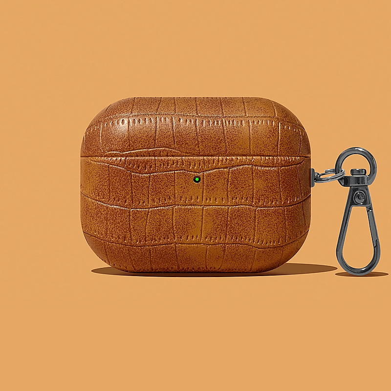 Textured Leather AirPods Case with Metal Buckle
