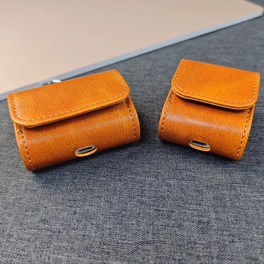 Leather AirPods Case with Metallic Buckle