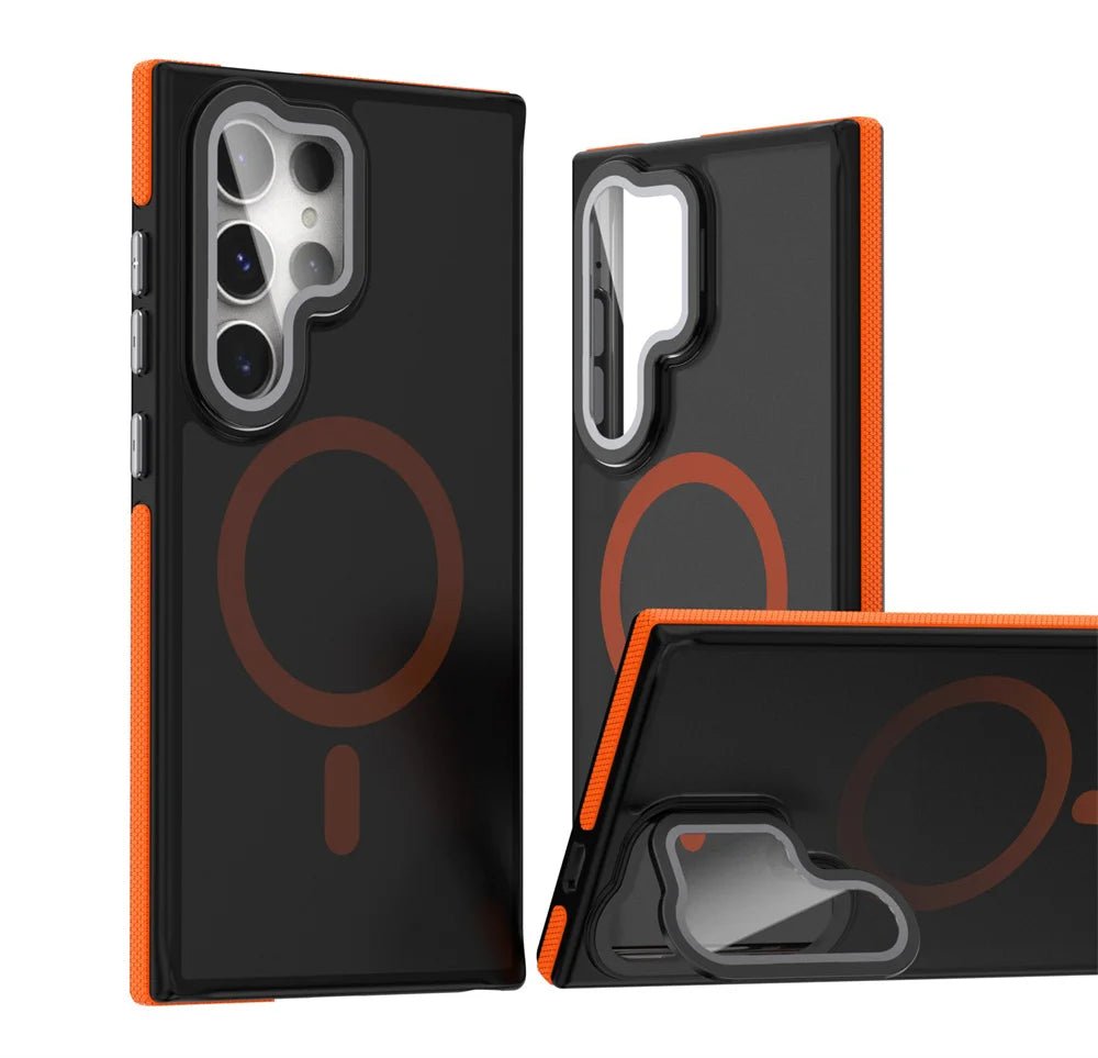 Samsung case with armored camera protection with support and Magsafe