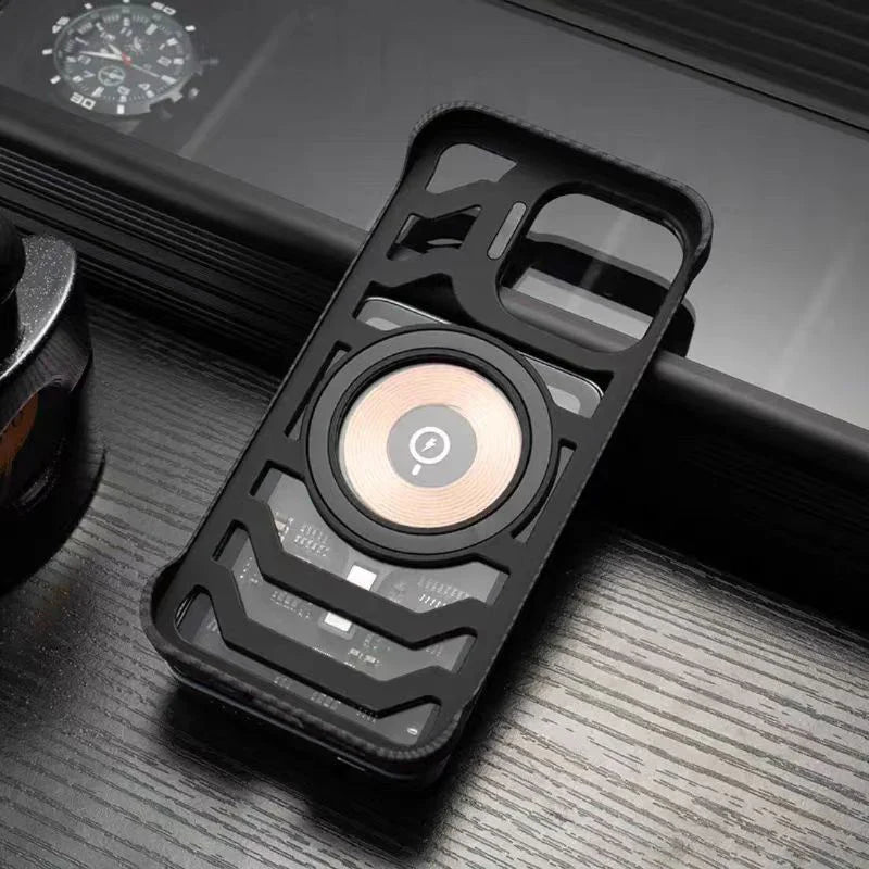 Carbon iPhone case with heat dissipation and MagSafe