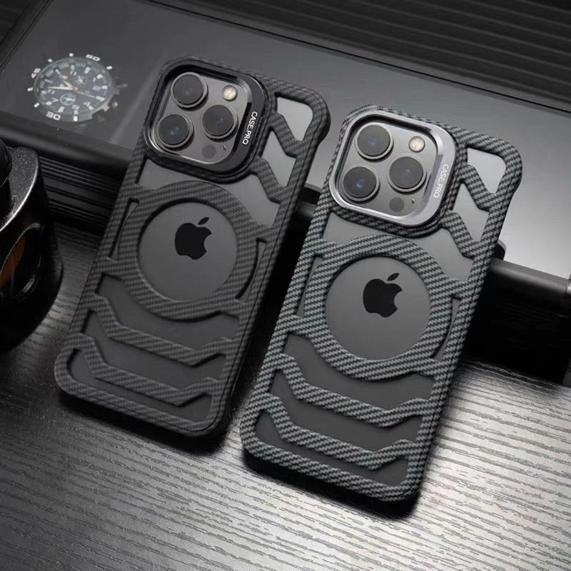 Carbon iPhone case with heat dissipation and MagSafe