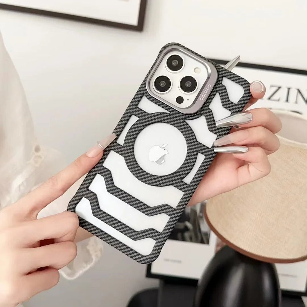 Carbon iPhone case with heat dissipation and MagSafe