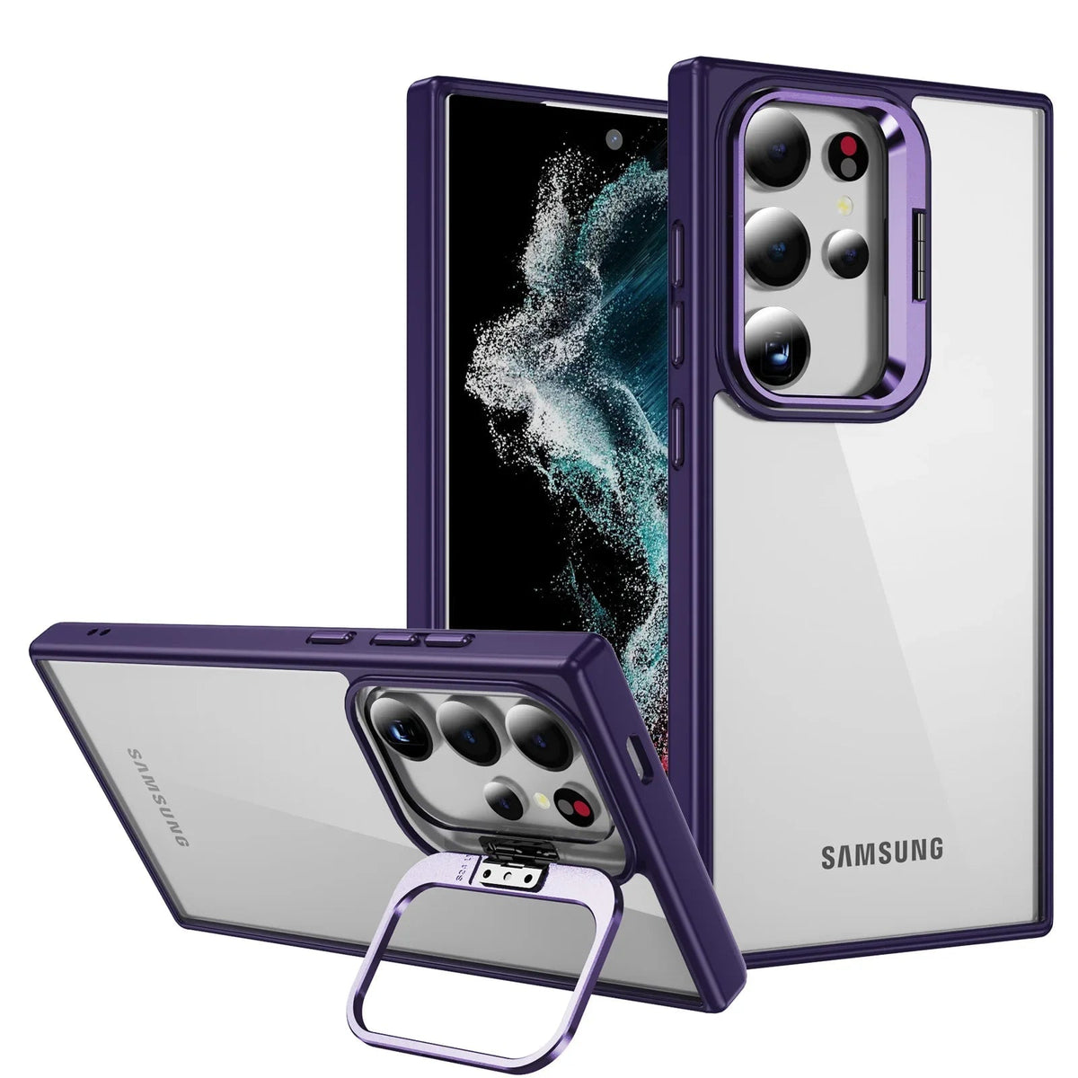 Samsung case with camera protection and integrated stand