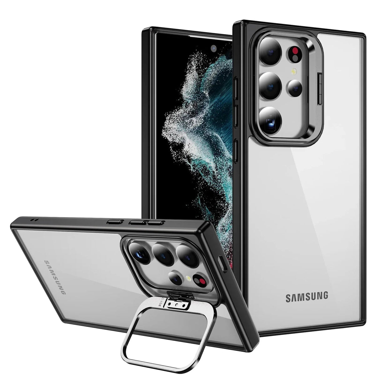 Samsung case with camera protection and integrated stand