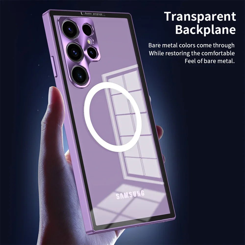 Snap-on Samsung case with MagSafe locks