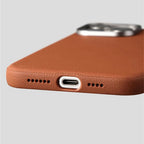 Leather iPhone Case with Minimalist Design and MagSafe Charging