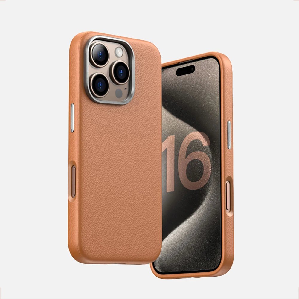 Leather iPhone Case with Minimalist Design and MagSafe Charging