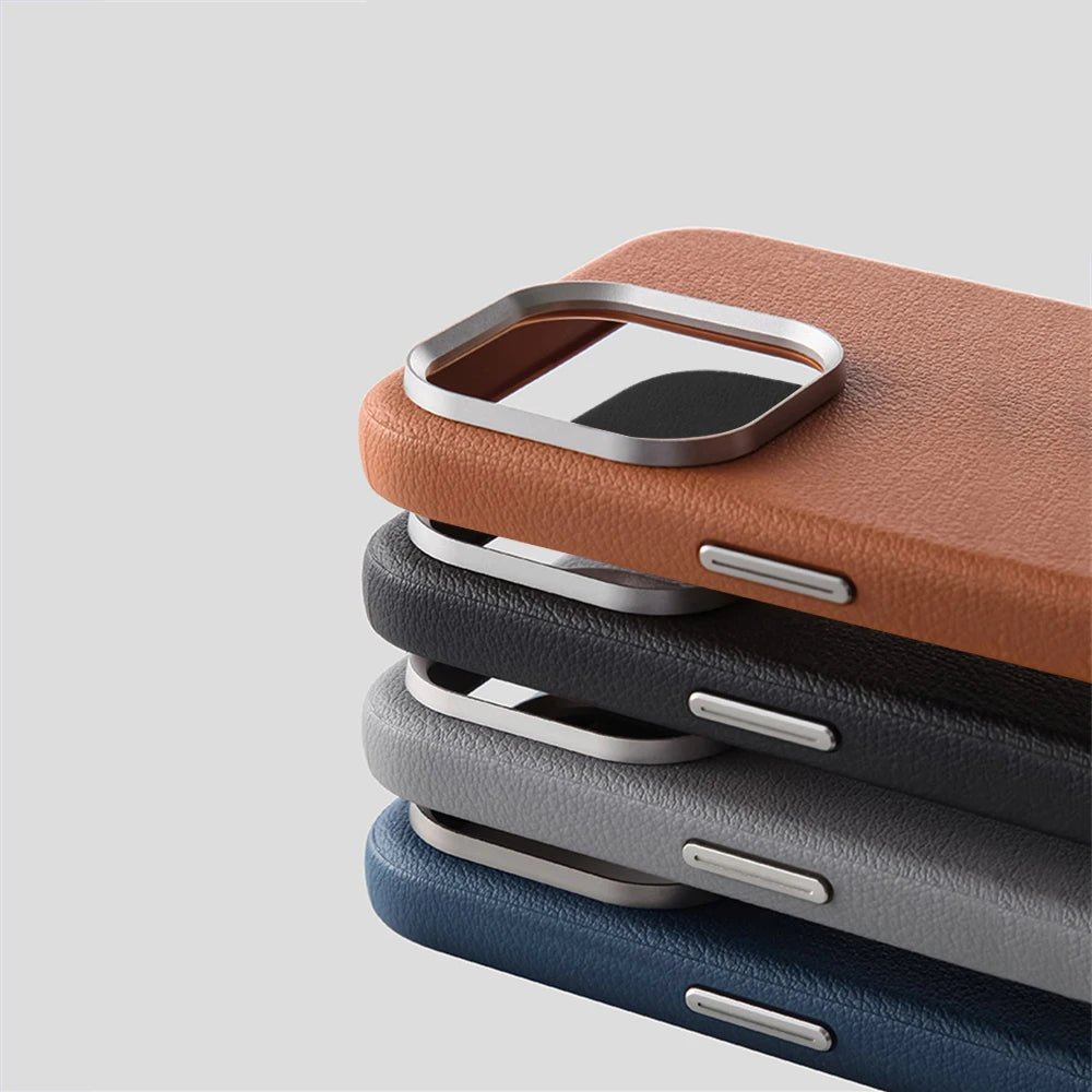 Leather iPhone Case with Minimalist Design and MagSafe Charging