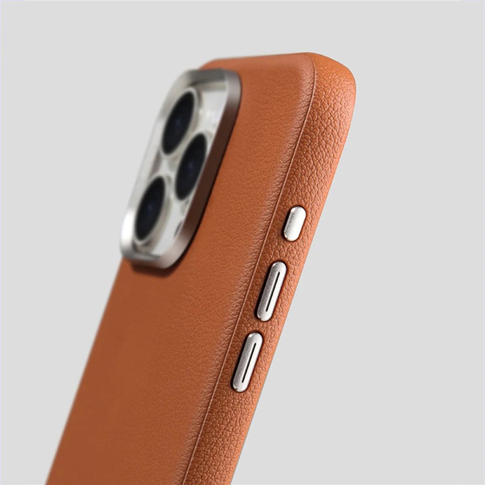 Leather iPhone Case with Minimalist Design and MagSafe Charging