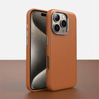 Leather iPhone Case with Minimalist Design and MagSafe Charging