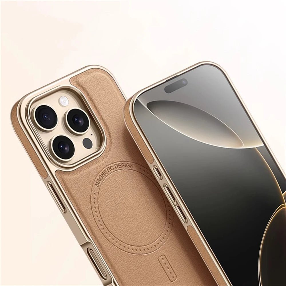 Minimalist Leather iPhone Case with MagSafe Anti-Impact Protection
