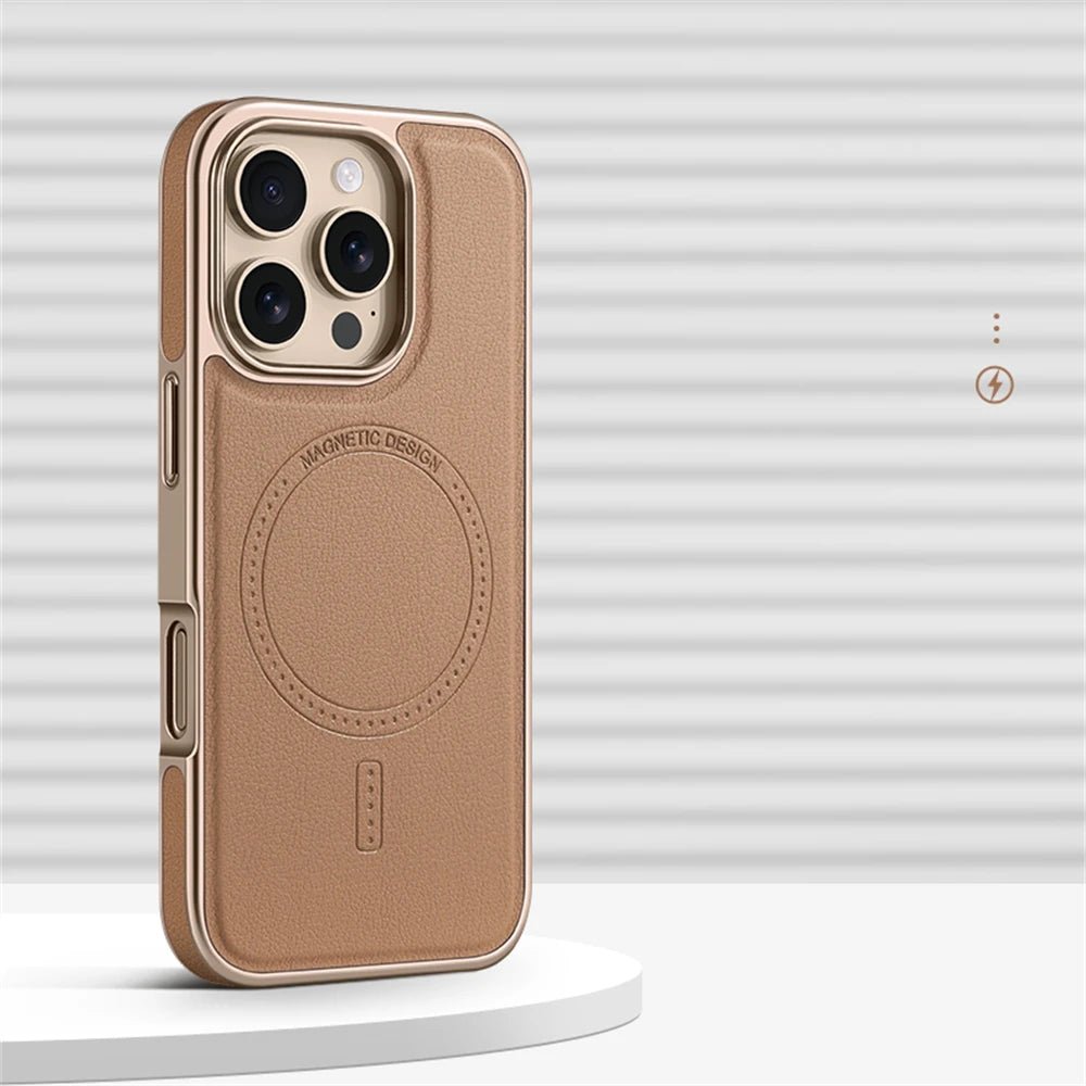 Minimalist Leather iPhone Case with MagSafe Anti-Impact Protection