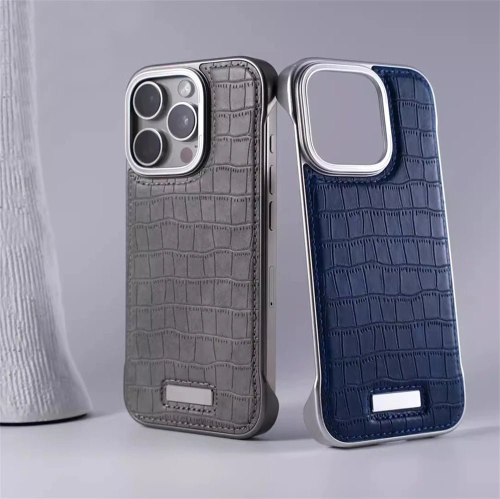 Leather iPhone Case with Reinforced Metal finish