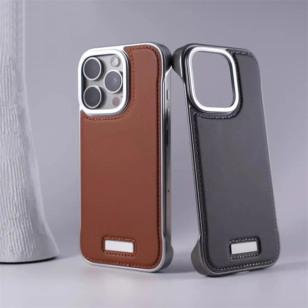 Leather iPhone Case with Reinforced Metal finish