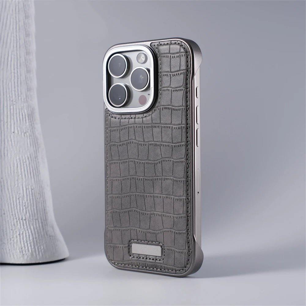 Leather iPhone Case with Reinforced Metal finish