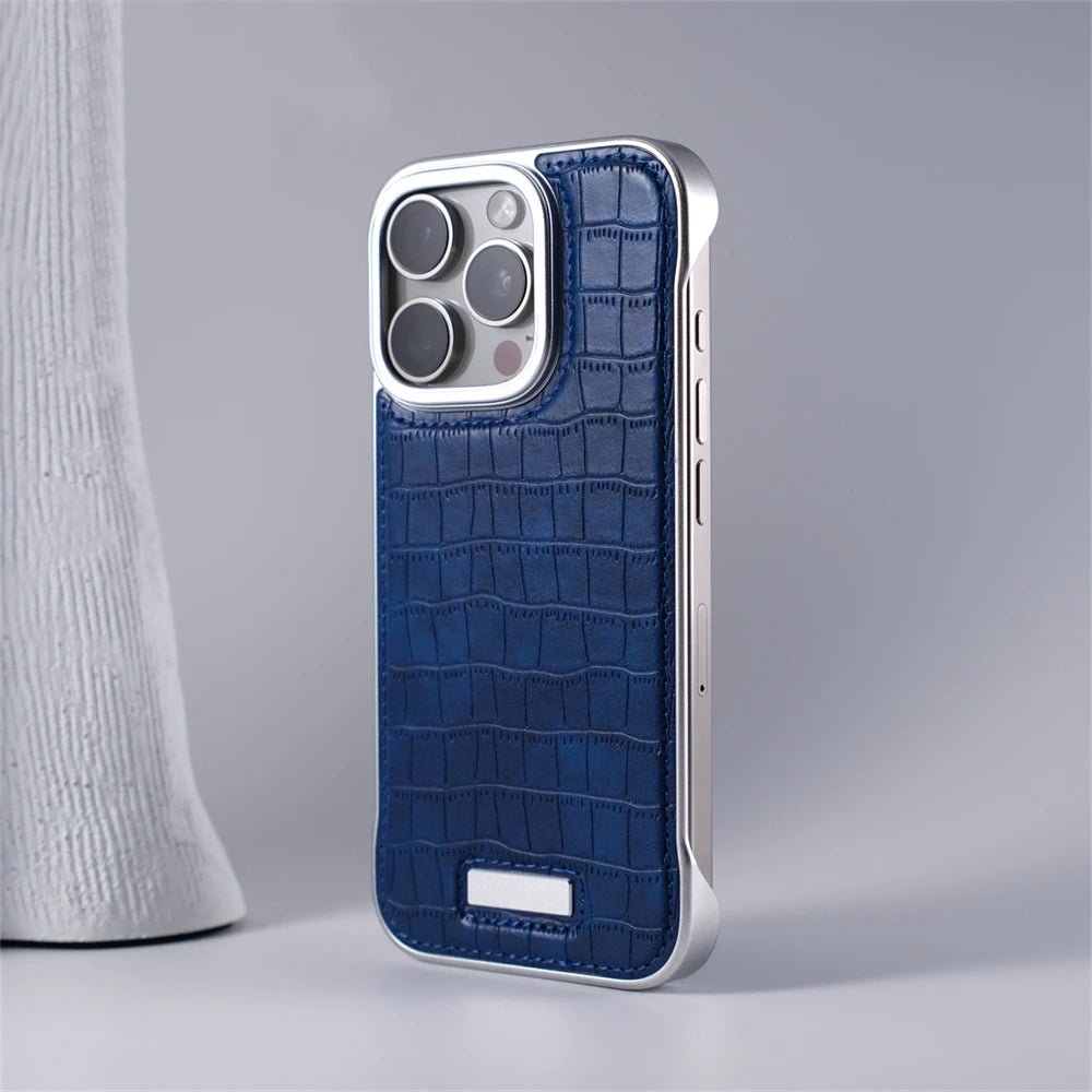 Leather iPhone Case with Reinforced Metal finish