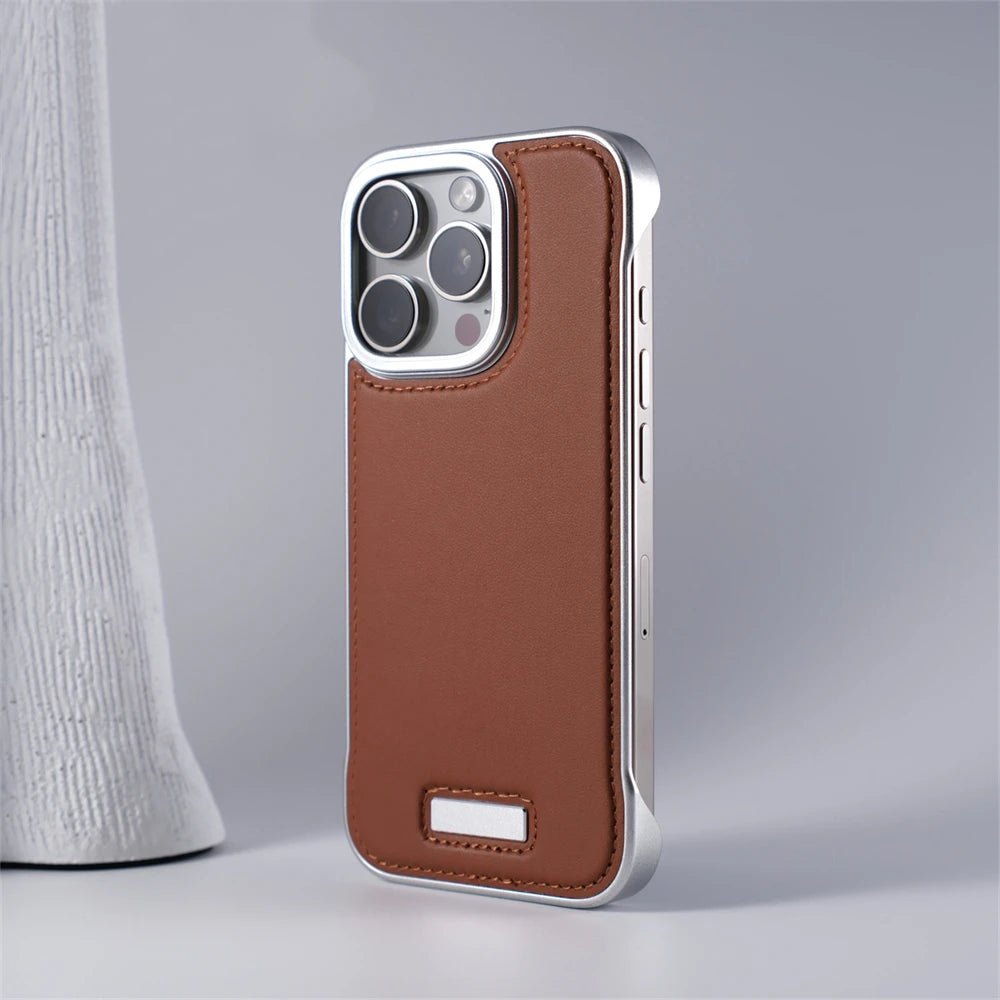 Leather iPhone Case with Reinforced Metal finish