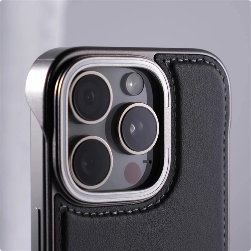 Leather iPhone Case with Reinforced Metal finish