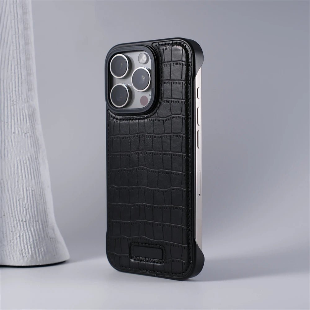 Leather iPhone Case with Reinforced Metal finish