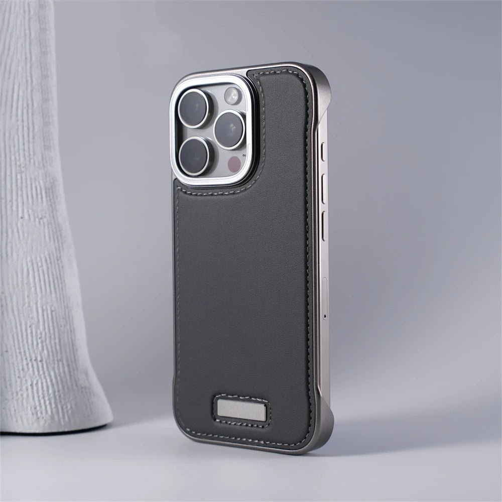 Leather iPhone Case with Reinforced Metal finish