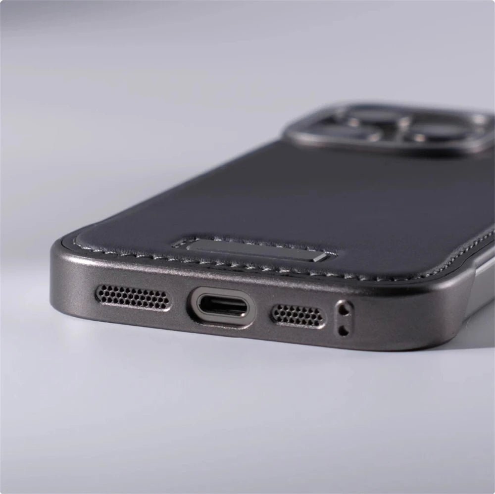 Leather iPhone Case with Reinforced Metal finish