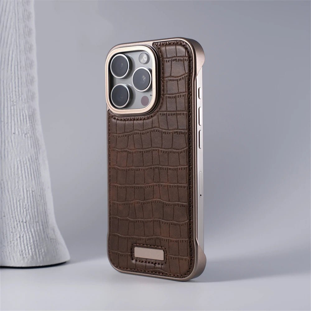 Leather iPhone Case with Reinforced Metal finish