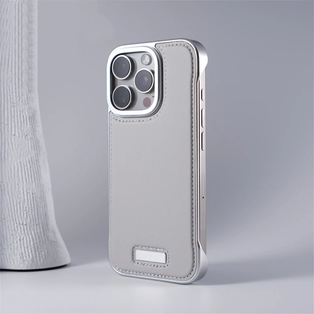 Leather iPhone Case with Reinforced Metal finish