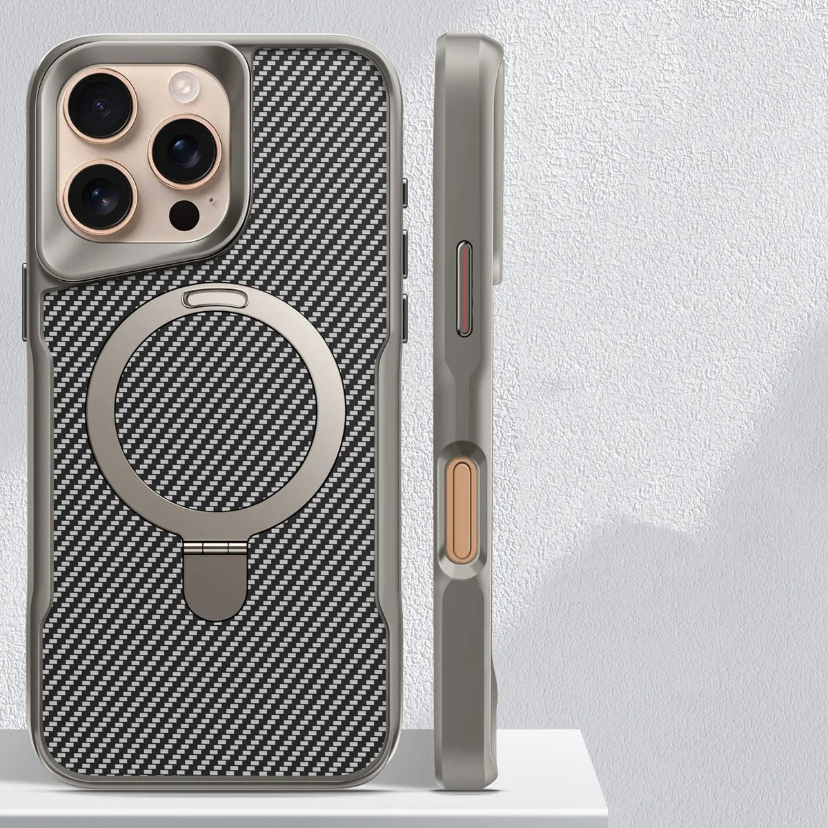 iPhone Nano Minimalist Carbon Case and MagSafe charging