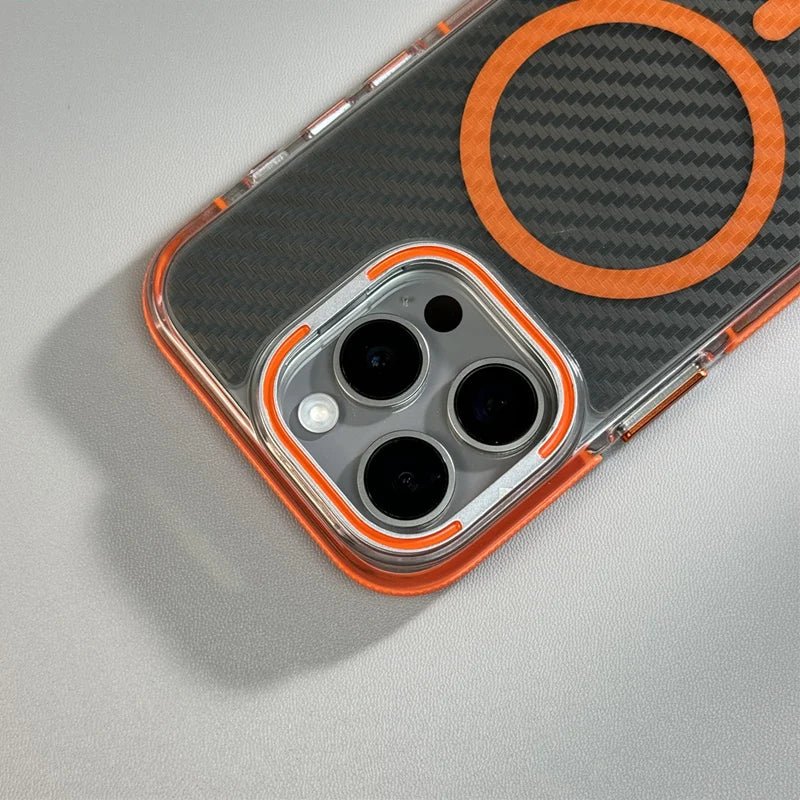 Transparent iPhone Case with Carbon Fiber and MagSafe Charging