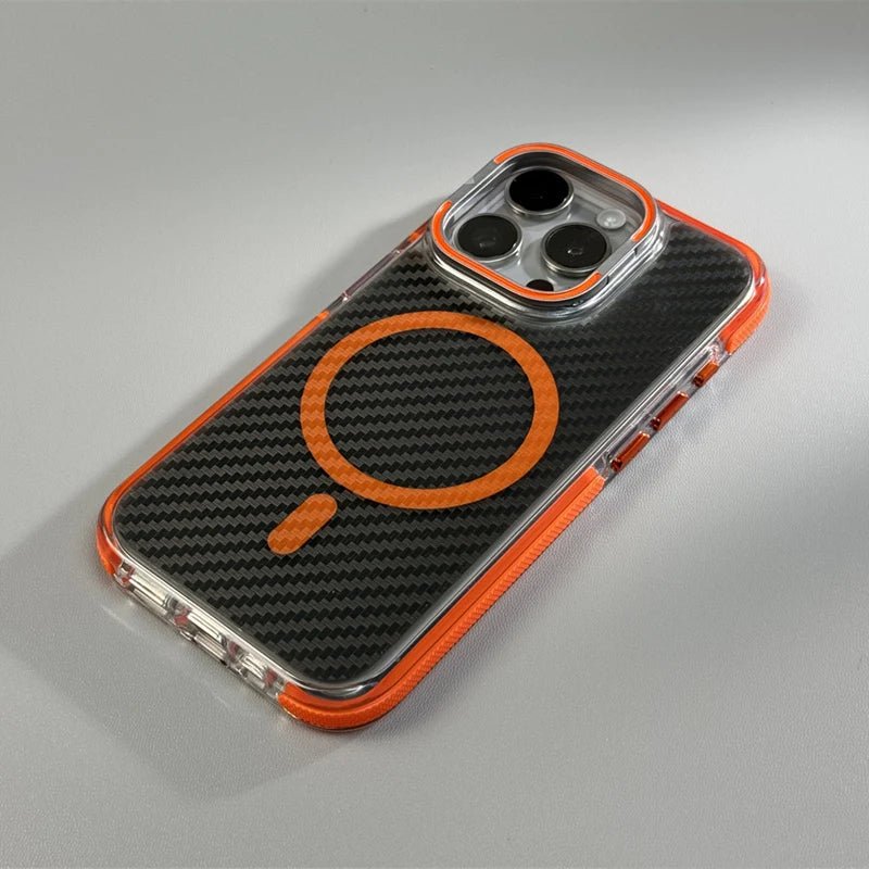 Transparent iPhone Case with Carbon Fiber and MagSafe Charging
