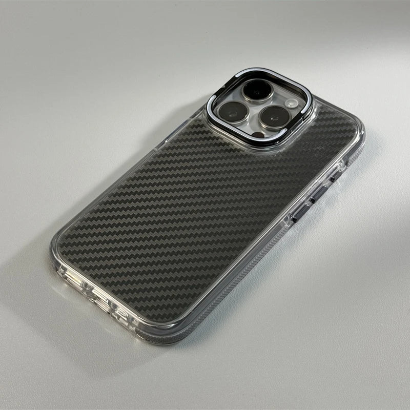 Transparent iPhone Case with Carbon Fiber and MagSafe Charging