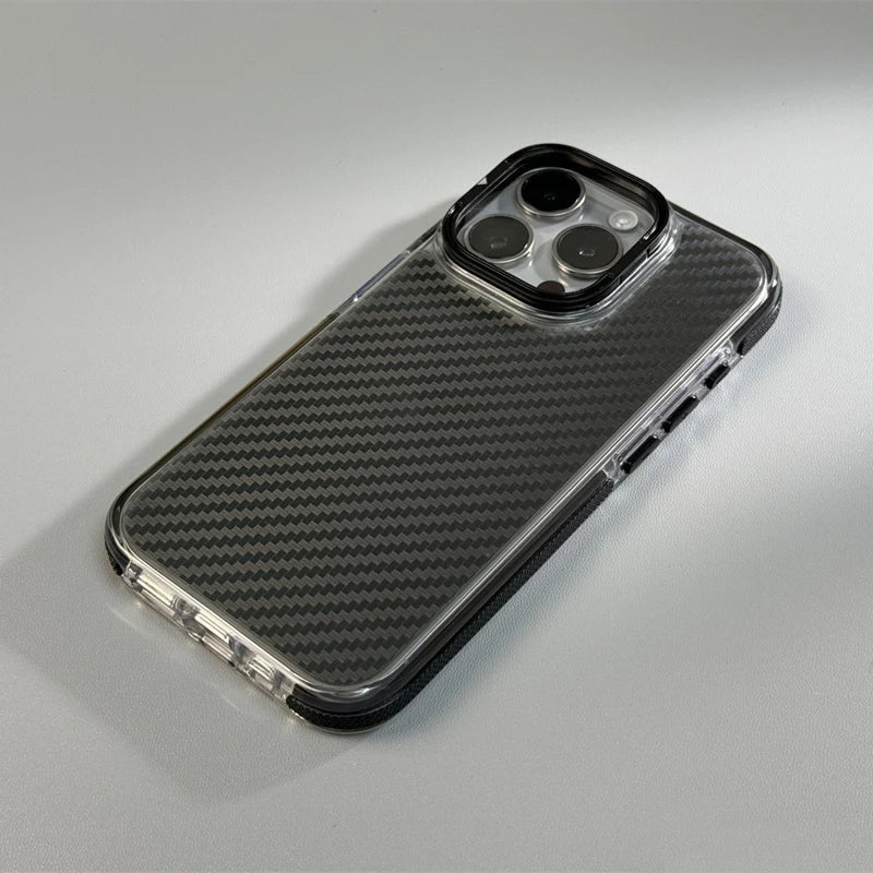 Transparent iPhone Case with Carbon Fiber and MagSafe Charging