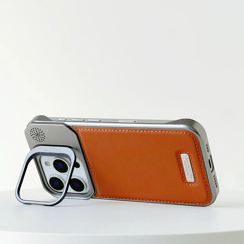 Metal iPhone Case with Leather Reverse and MagSafe Charging