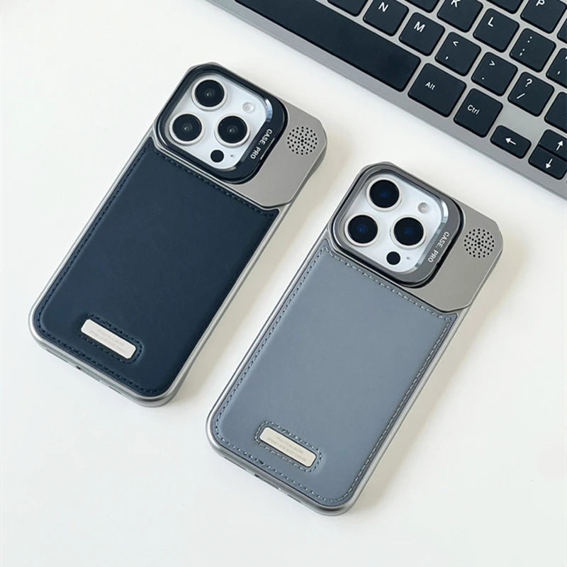 Metal iPhone Case with Leather Reverse and MagSafe Charging
