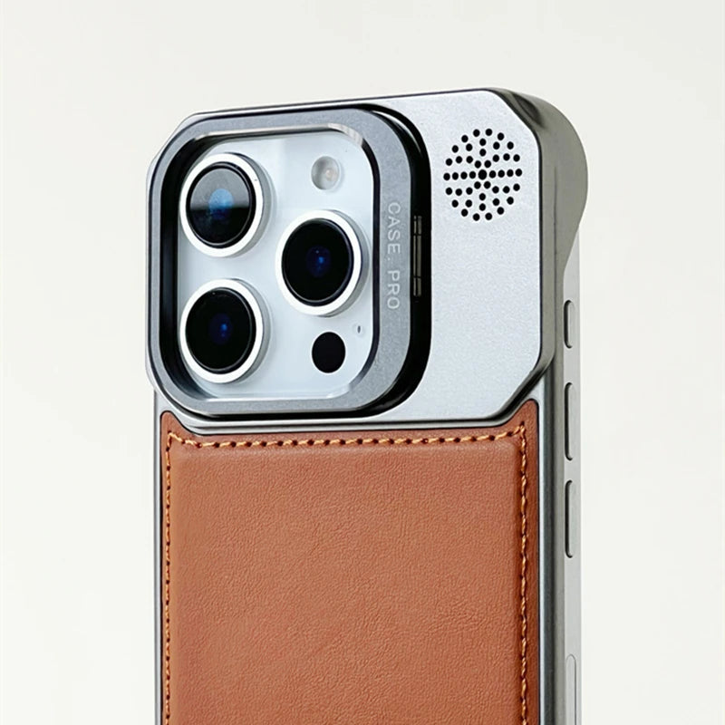 Metal iPhone Case with Leather Reverse and MagSafe Charging
