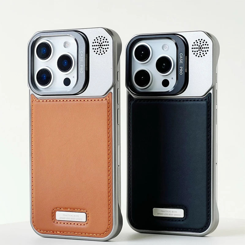Metal iPhone Case with Leather Reverse and MagSafe Charging