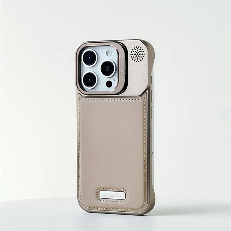 Metal iPhone Case with Leather Reverse and MagSafe Charging