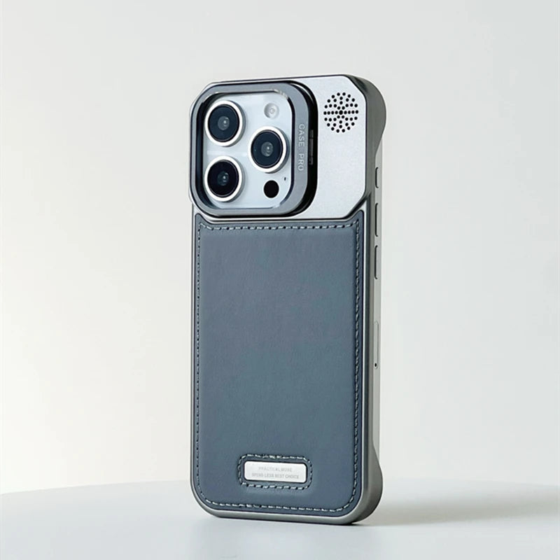 Metal iPhone Case with Leather Reverse and MagSafe Charging