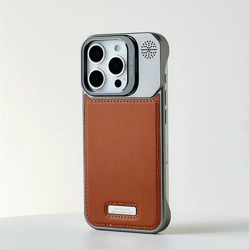 Metal iPhone Case with Leather Reverse and MagSafe Charging