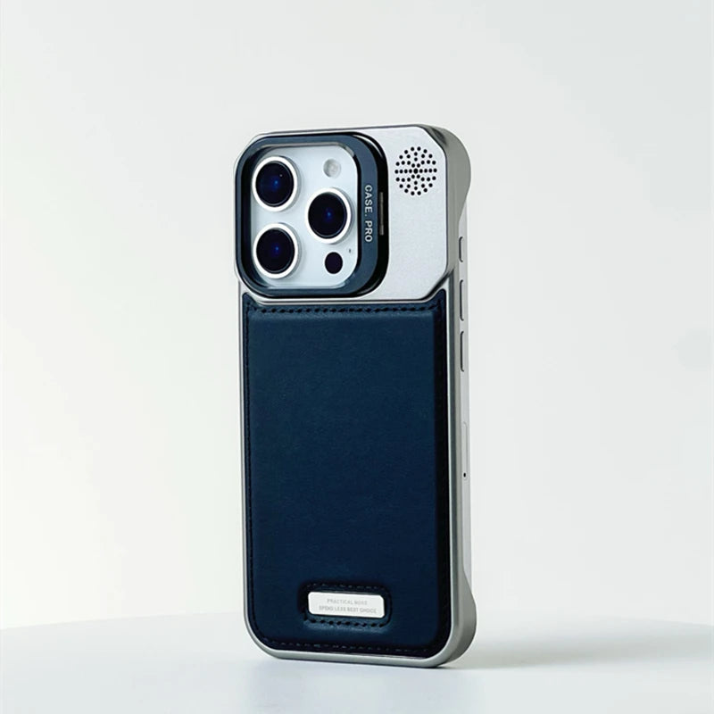 Metal iPhone Case with Leather Reverse and MagSafe Charging