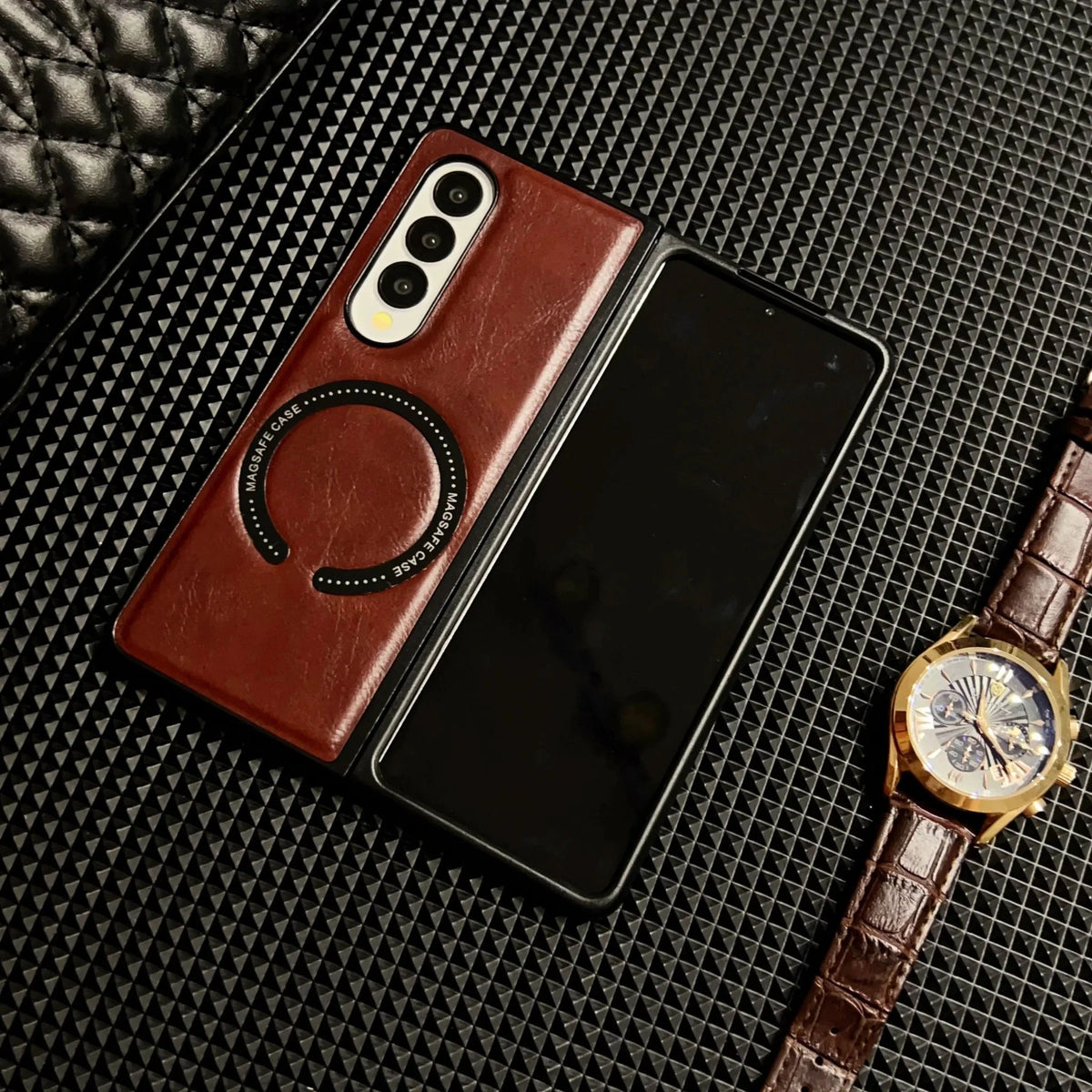 Samsung Z Fold Leather Case with MagSafe Charging