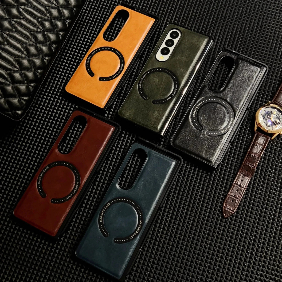 Samsung Z Fold Leather Case with MagSafe Charging