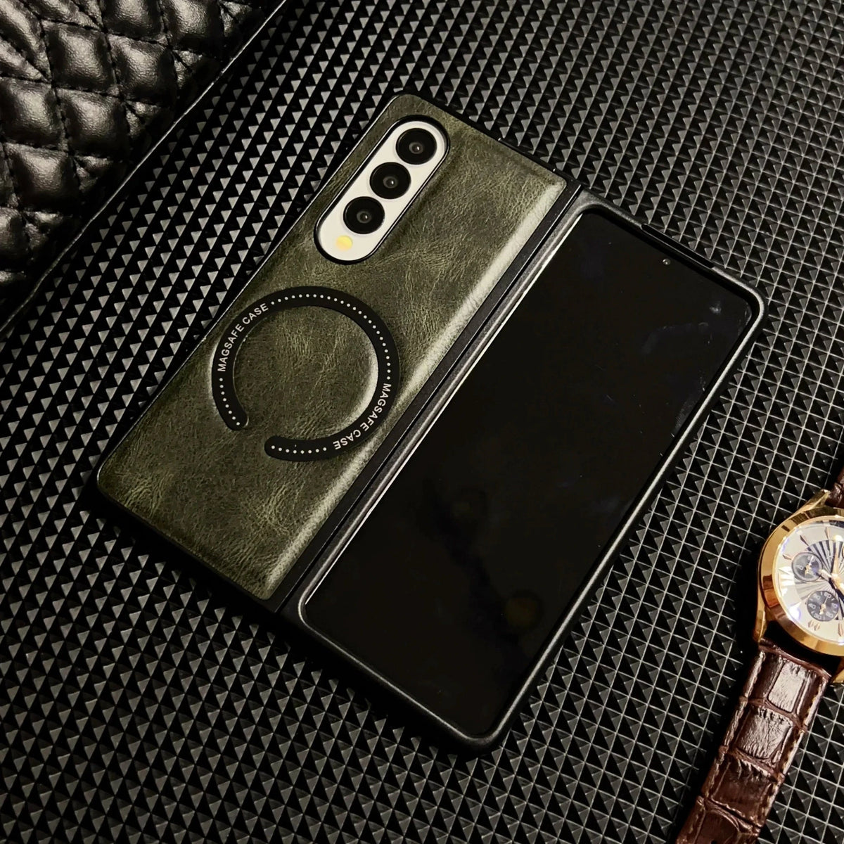 Samsung Z Fold Leather Case with MagSafe Charging