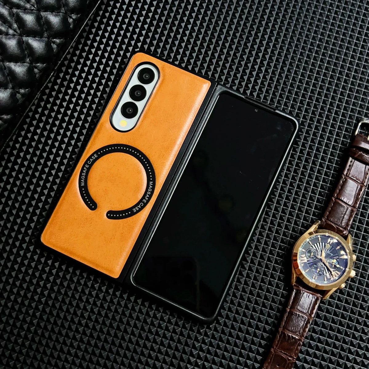 Samsung Z Fold Leather Case with MagSafe Charging