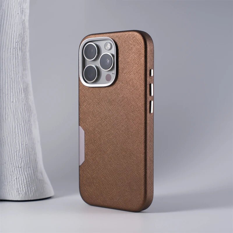 Leather iPhone Case with Metal and MagSafe Charging