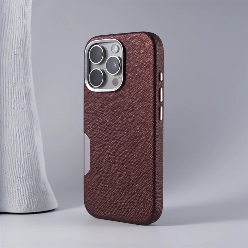 Leather iPhone Case with Metal and MagSafe Charging
