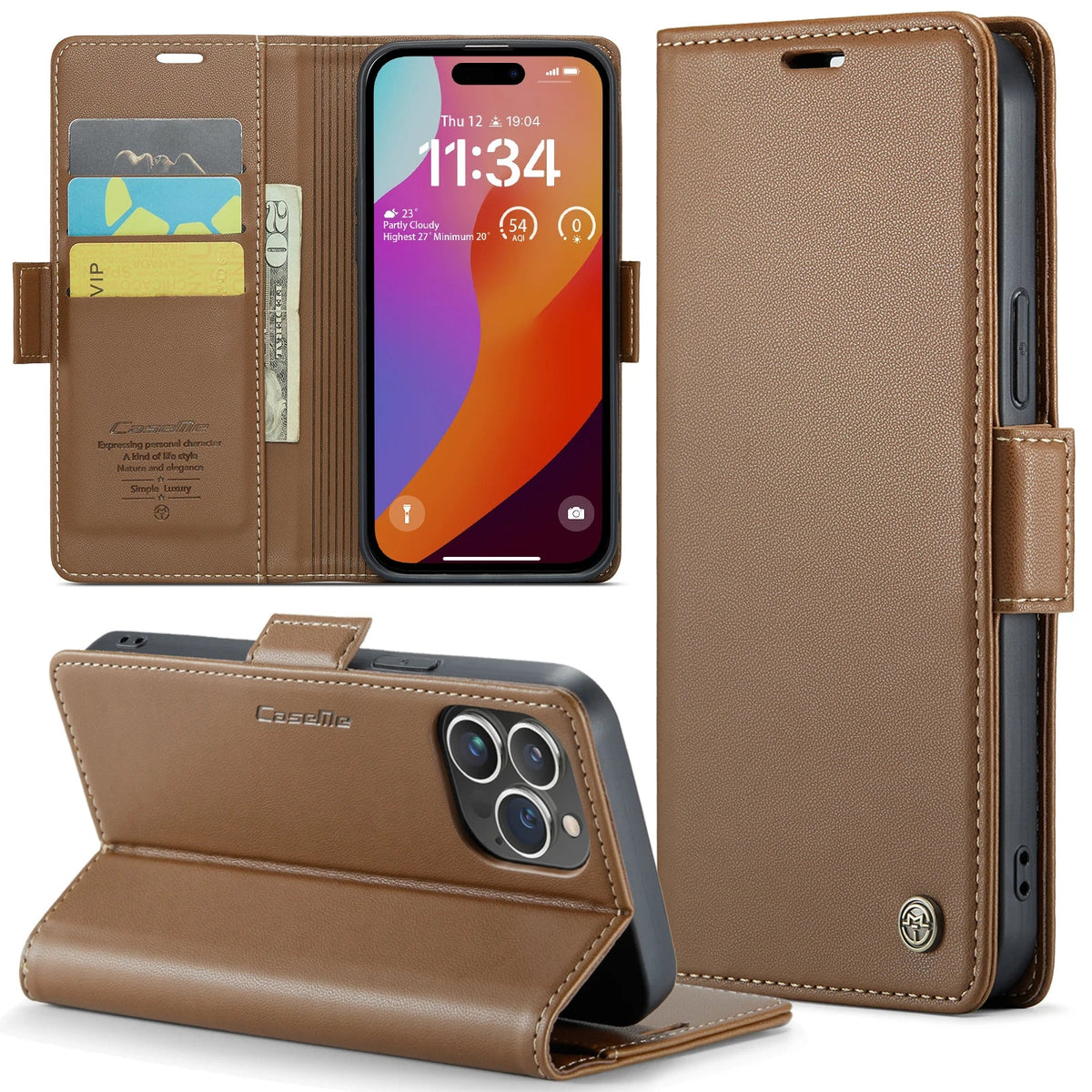 Leather iPhone Case with Card Holder and 360° Protection